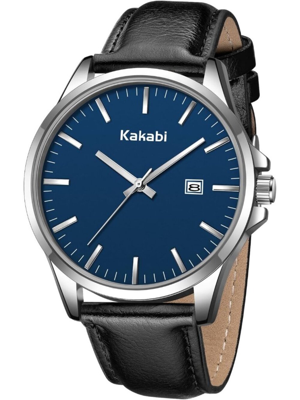 Men's Black Blue Minimalist Fashion Leather Strap Classic Analog Quartz Watch